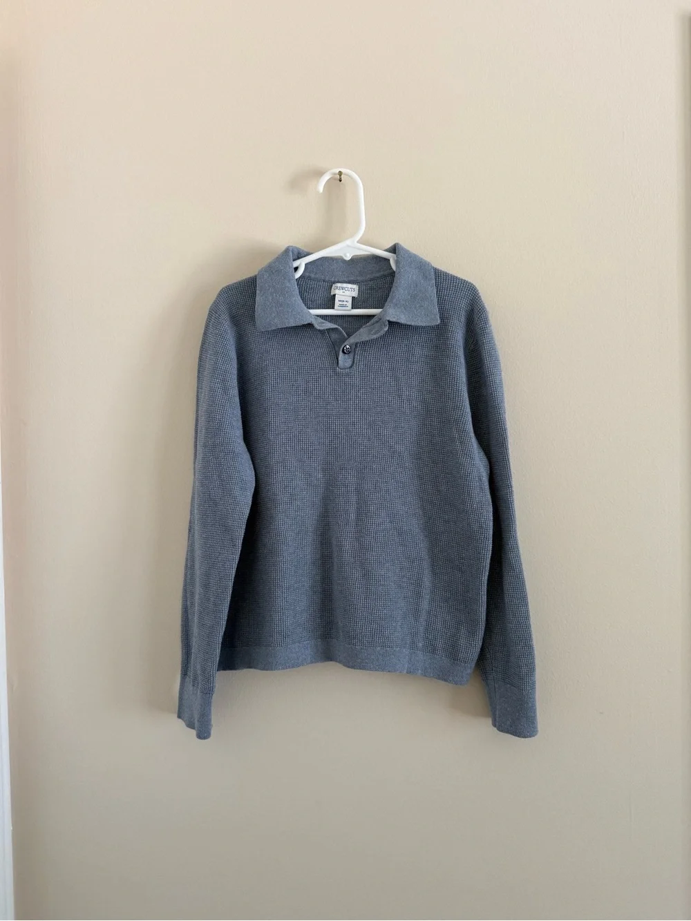 Crewcuts Boys' long-sleeve waffle-stitch sweater-polo // M (8-9) 100% cotton